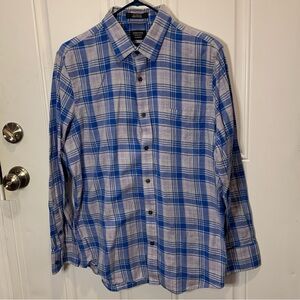 Nordstrom Men's Shop Classics Cotton Blue Purple Plaid Button Collared Shirt SzL